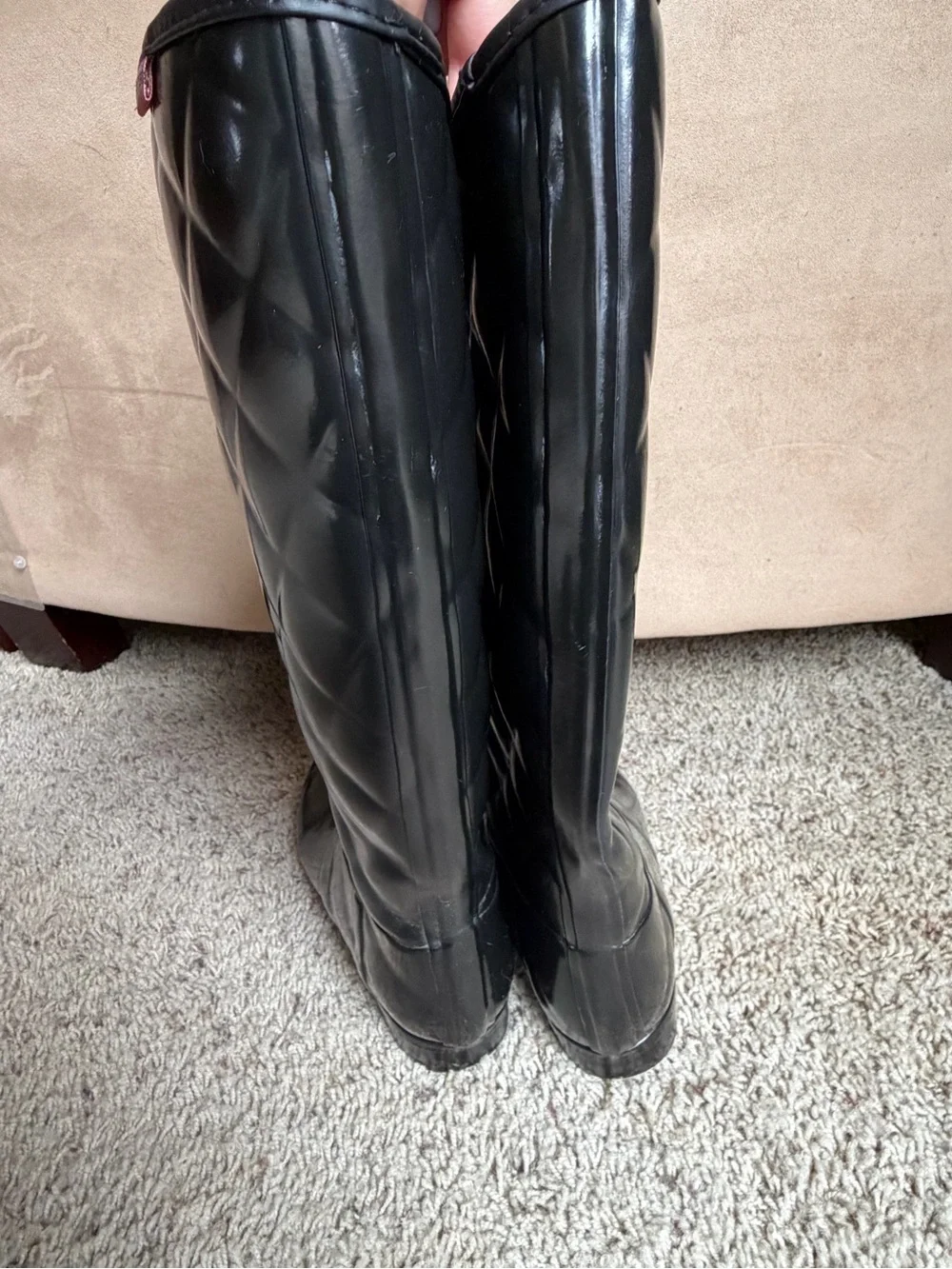Hunter Quilted Tall Black Rain Boots for Women